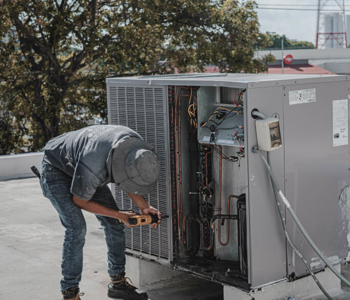 Seasonal HVAC maintenance visit on a residential system